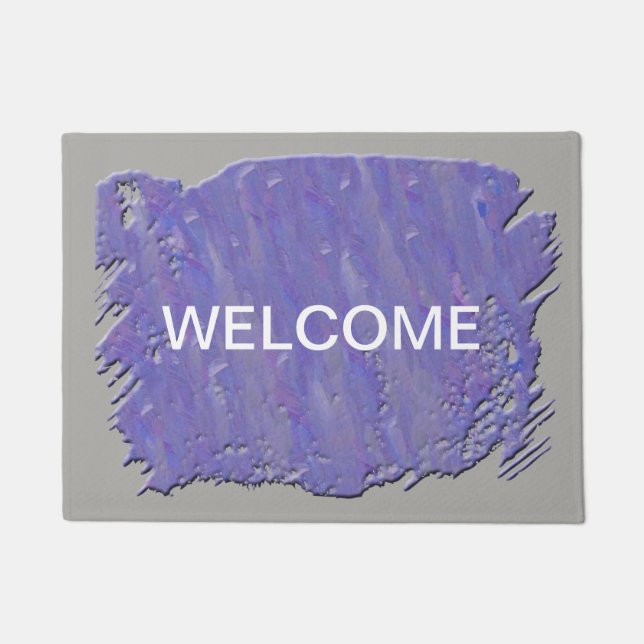 Artistic Purple and Gray Paint Guest Welcome Doormat (Front)