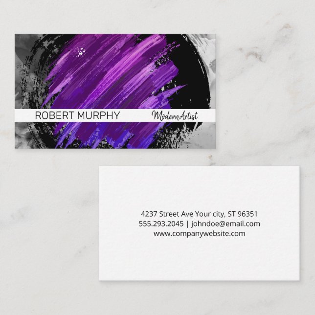 Artistic Purple Brushed | Brush Business Card (Front/Back)