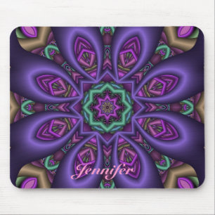 Artistic Purple fantasy Flower & Name Mousepad