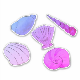 Artistic Purple Sea Shells Sticker