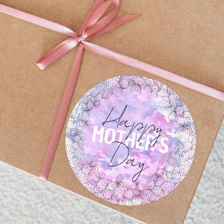 Artistic Purple Watercolor Black Ink Mother's Day