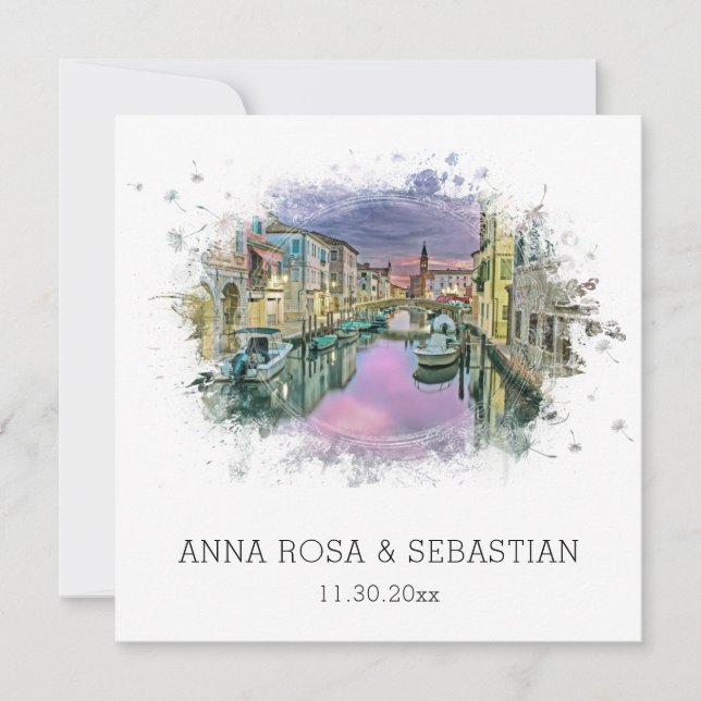 *~* Artistic QR POSITANO Italy AR20 RSVP Wedding Invitation (Front)