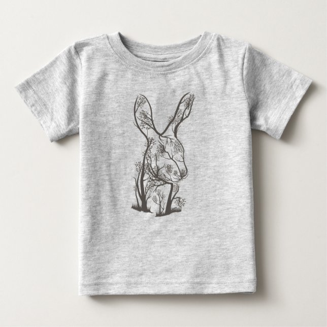 Artistic Rabbit Bunny Tree Animal Nature Baby T-Shirt (Front)