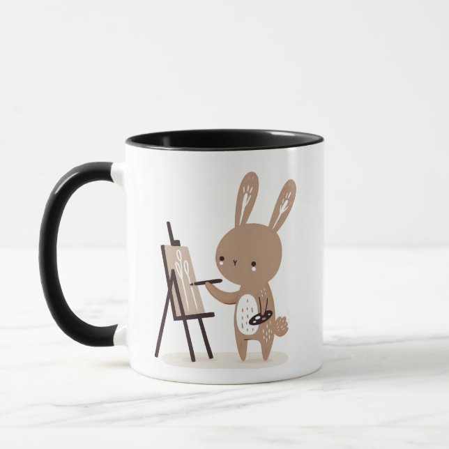 Artistic Rabbit Painting at an Easel  Mug (Left)