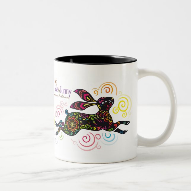 Artistic Rabbit Two-Tone Coffee Mug (Right)