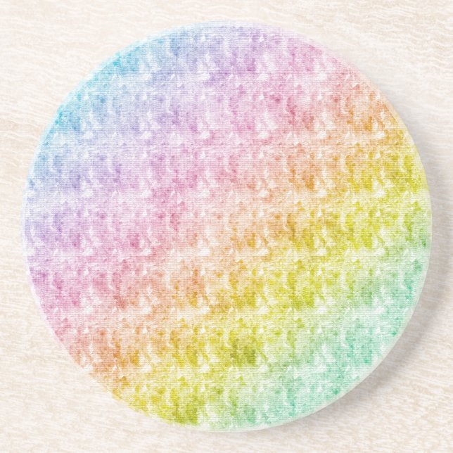 Artistic Rainbow Colors Striped Pattern Coaster (Front)