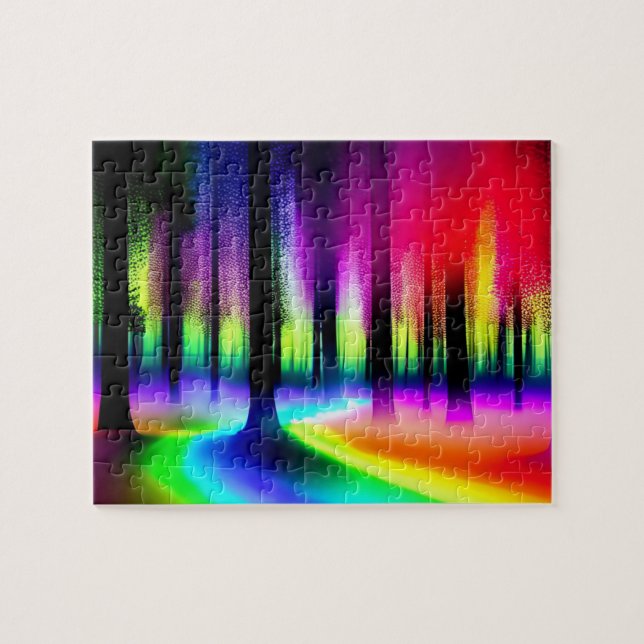 Artistic Rainbow Magic Forest Jigsaw Puzzle (Horizontal)