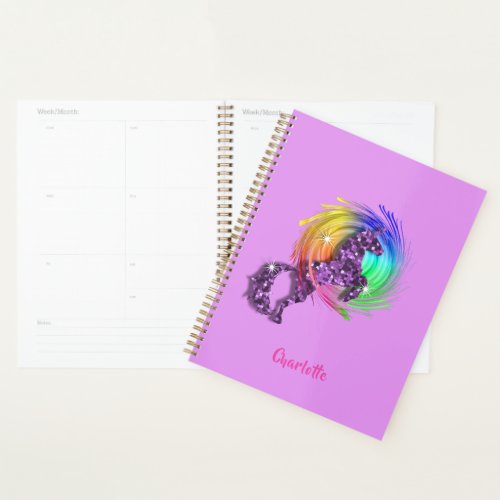 Artistic  Rainbow Unicorn Personalized Planner