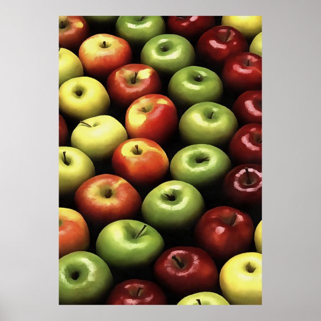 Artistic Red and Green Apples Displayed  Poster (Front)