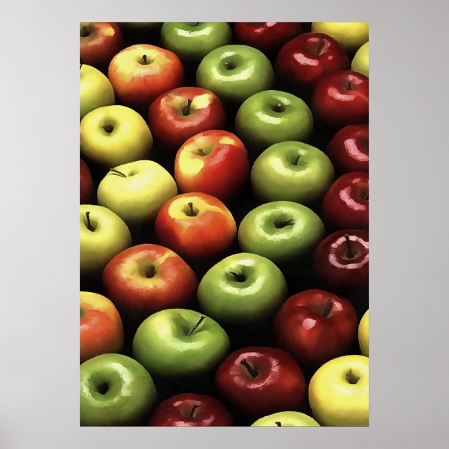 Artistic Red and Green Apples Displayed  Poster (Front)