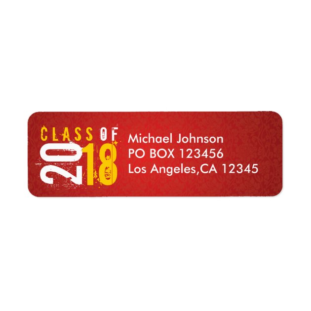 Artistic Red And Yellow Class Of 2018 Label