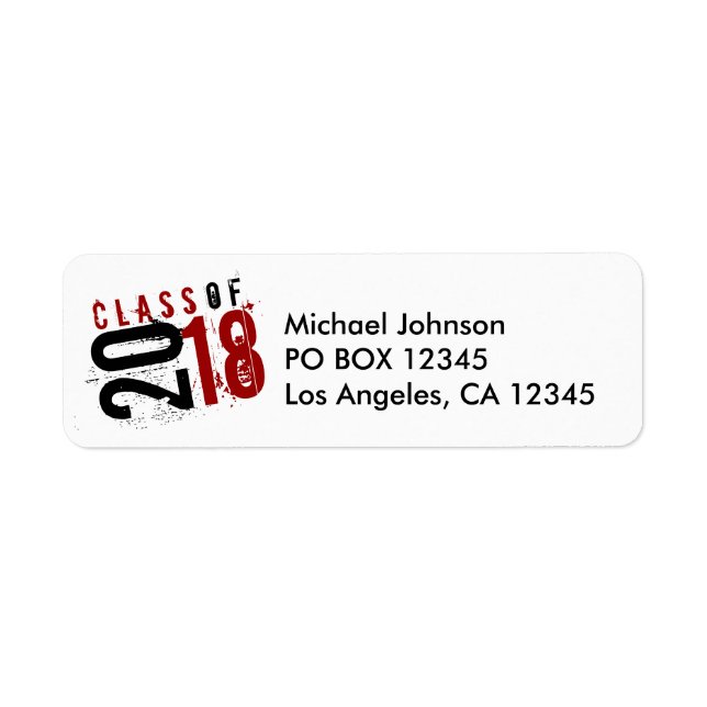 Artistic Red, Black and White Class of 2018 Label (Front)