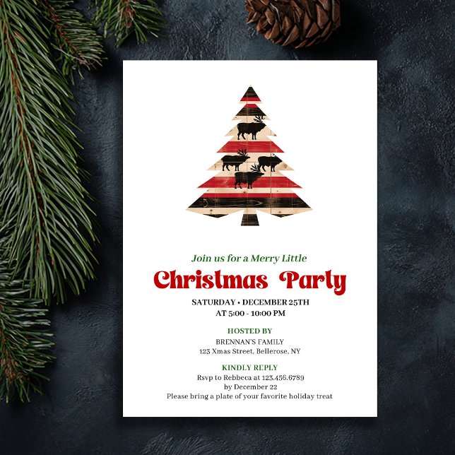 Artistic Red Black Plaid Holiday Gathering Card (Artistic Red Black Plaid Holiday Gathering Card)