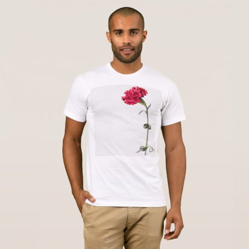 Artistic Red Carnation Flower Botanical Art  T_Shirt