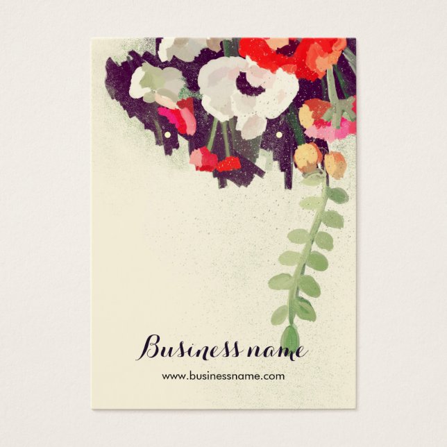 Artistic Red Floral Background Earring Cards (Front)