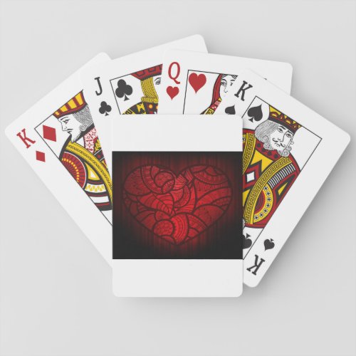 Artistic Red Heart Playing Cards