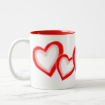 Artistic Red Pink Hearts Pattern on White