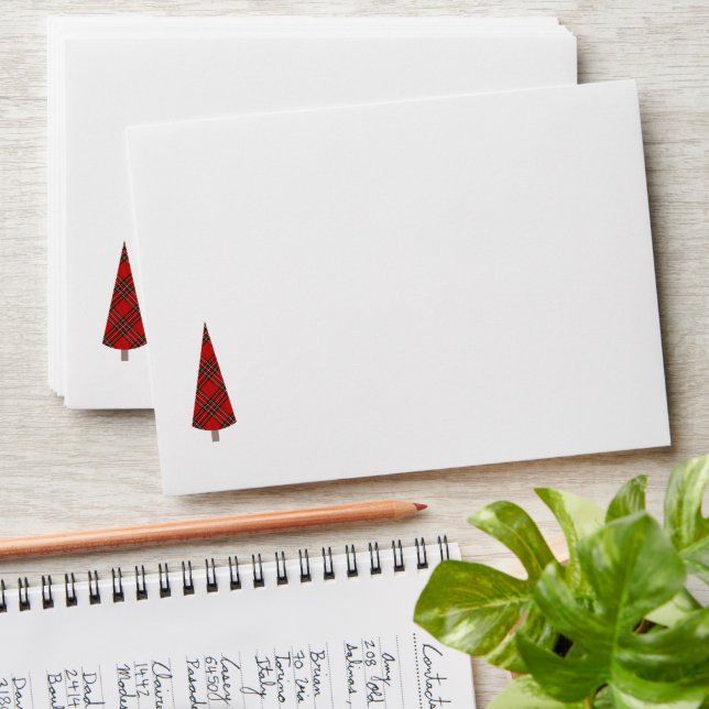 Artistic Red Plaid Pattern Envelope (Stacked)