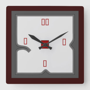Artistic Red/ White/Grey >Wall Clock