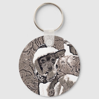 Artistic Rendering of Chihuahua with Hoodie Keychain