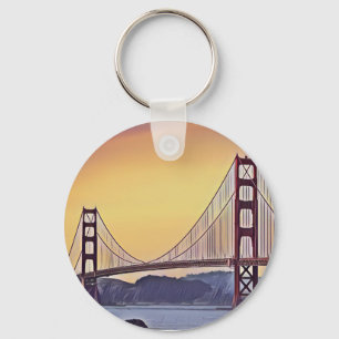 Artistic Rendition of the Golden Gate Bridge Keych Keychain