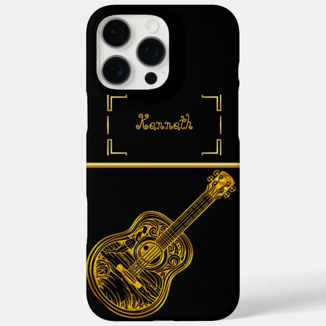 Artistic Representation of a Golden Guitar Design Case-Mate iPhone Case (Back)