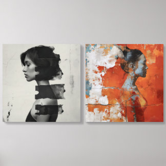 Artistic representation showing a woman in profile acrylic photo tile