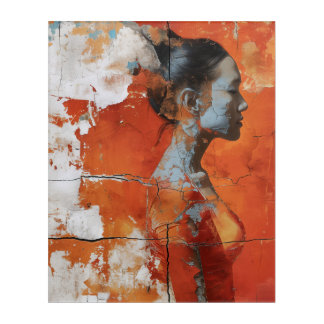 Artistic representation showing a woman in profile acrylic print