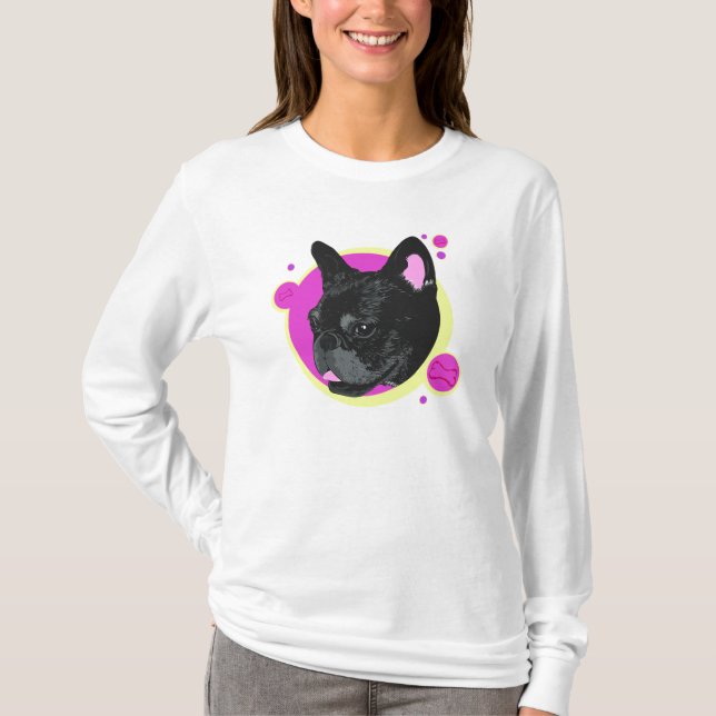 Artistic Retro Frenchie French Bulldog T-Shirt (Front)