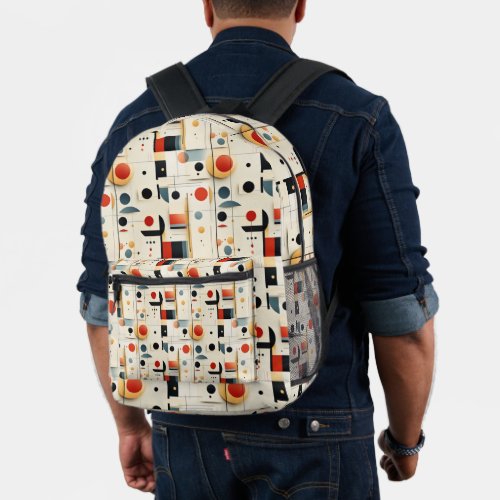 Artistic Retro Geometrics Printed Backpack
