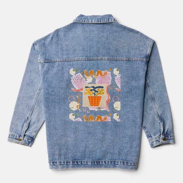 Artistic Risograph Pattern Denim Jacket (Back)