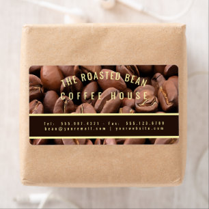 Artistic Roasted Coffee Beans Business Card Label