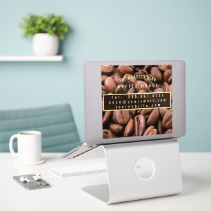 Artistic Roasted Coffee Beans Business Card Sticker