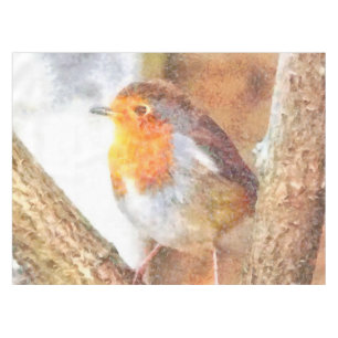 Artistic Robin Redbreast Perched Tablecloth