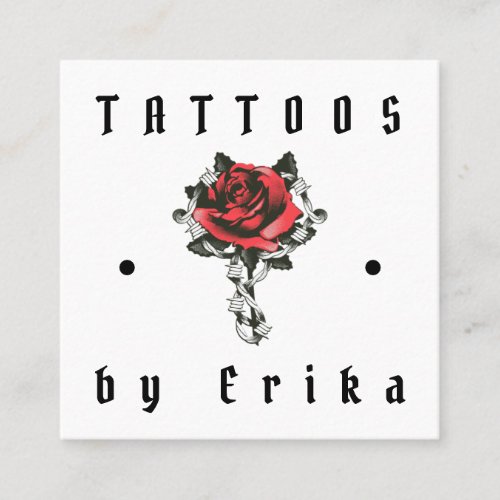 Artistic Rose Drawing Tattoo Artist Salon Dotted   Square Business Card