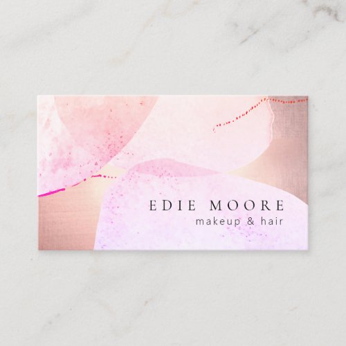 Artistic Rose Gold Pink Watercolor Beauty Salon Business Card