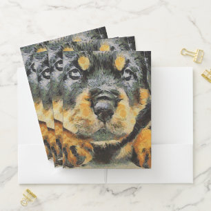 Artistic Rottweiler Puppy Portrait Pocket Folder