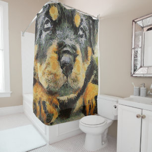 Artistic Rottweiler Puppy Portrait Shower Curtain