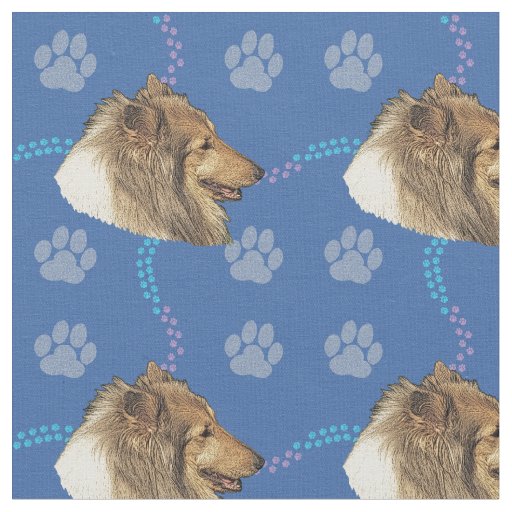 Artistic Rough Collie Head (Sable) Fabric