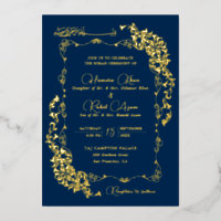 Artistic Royal Blue Gold Floral Paisley Muslim Wed