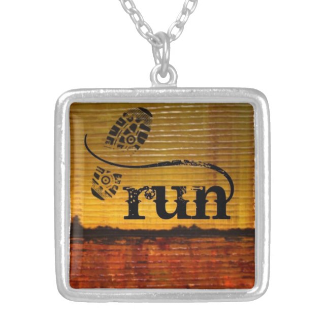 Artistic Runner w/shoe Silver Plated Necklace (Front)