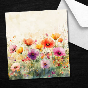 Artistic Rustic Field Flowers Ivory Wedding Envelope Liner