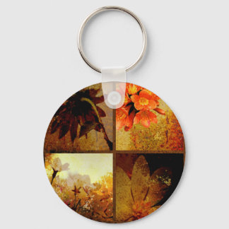 Artistic Rustic Floral Keychain