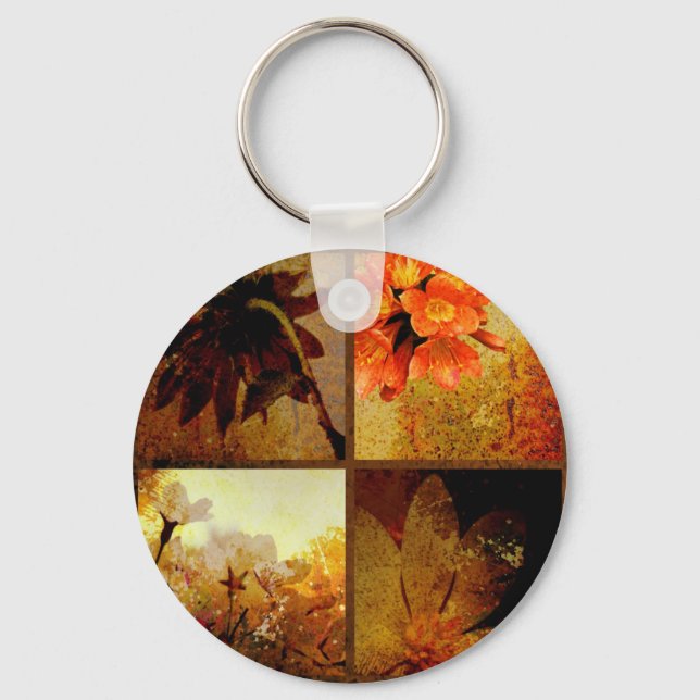 Artistic Rustic Floral Keychain (Front)