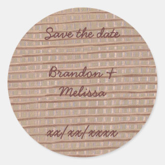Artistic Rustic Tan Burlap Save the date Stickers