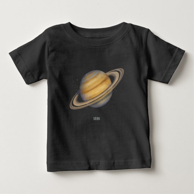 Artistic Saturn with Vibrant Rings Baby T-Shirt (Front)