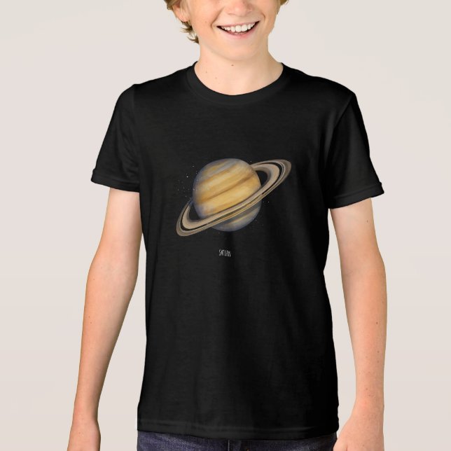 Artistic Saturn with Vibrant Rings Tri-Blend Shirt (Front)