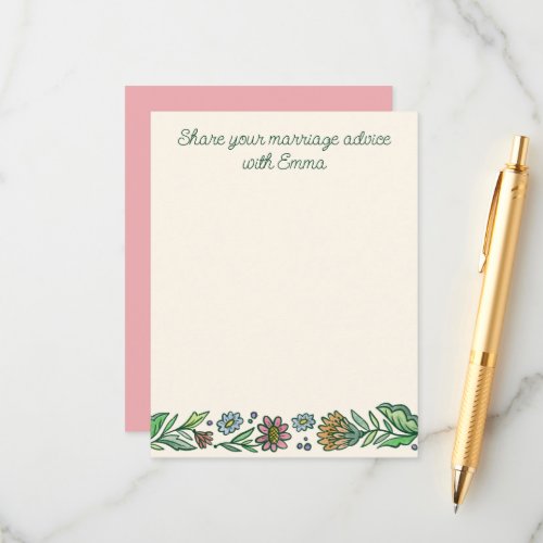 Artistic Scandinavian Floral Marriage Advice Card