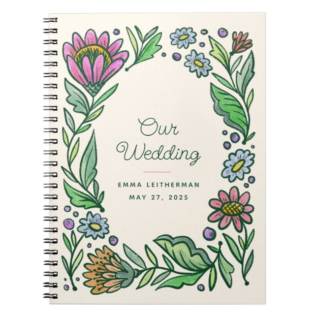 Artistic Scandinavian Floral Wedding Planning Notebook (Front)