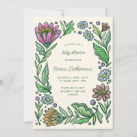 Artistic Scandinavian Folk Floral Baby Shower